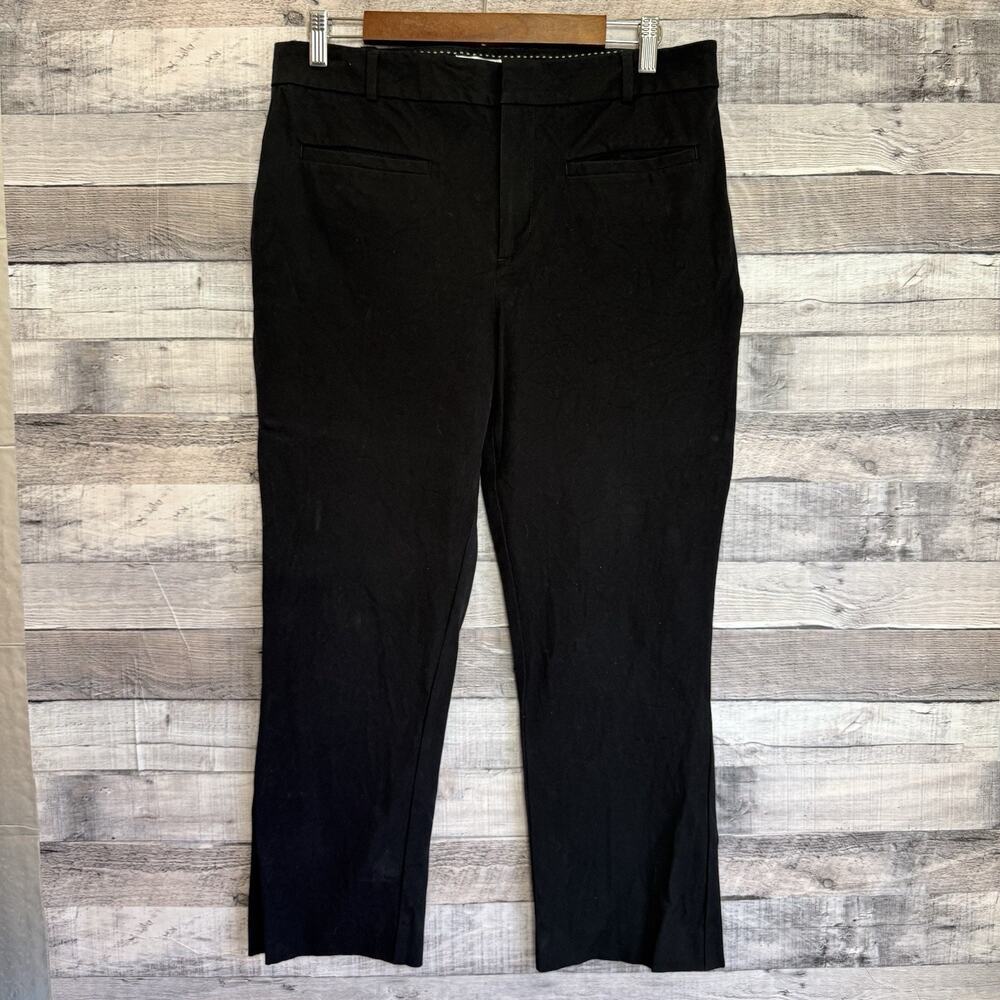 Maeve Anthropologie Womens Cropped Chino Pants Sz 12 Black Stretch Cotton Blend